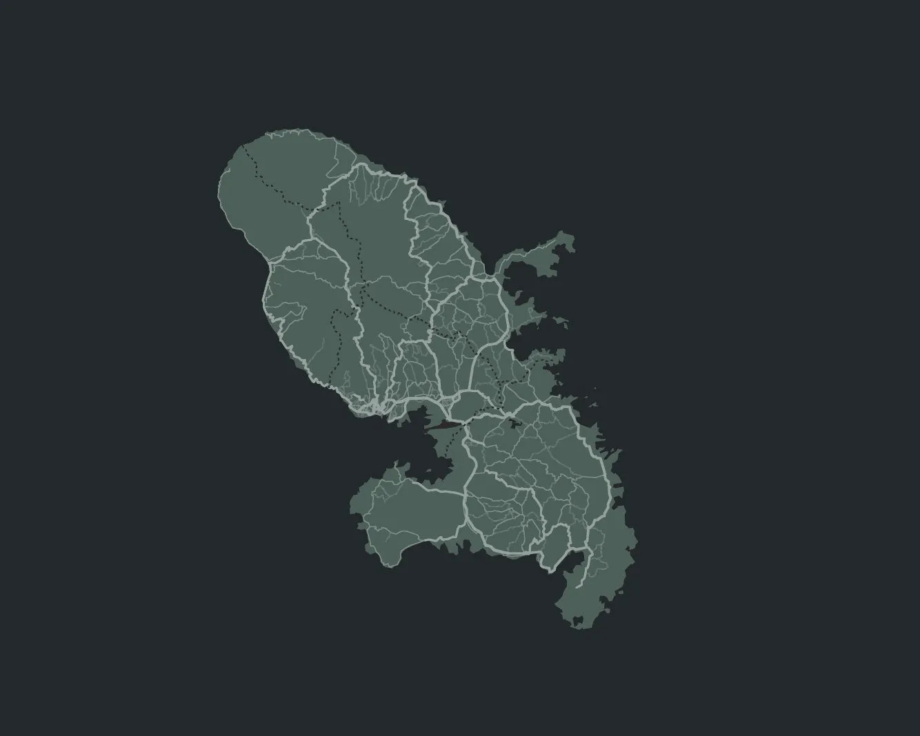 Carte de la Martinique découpée par communes