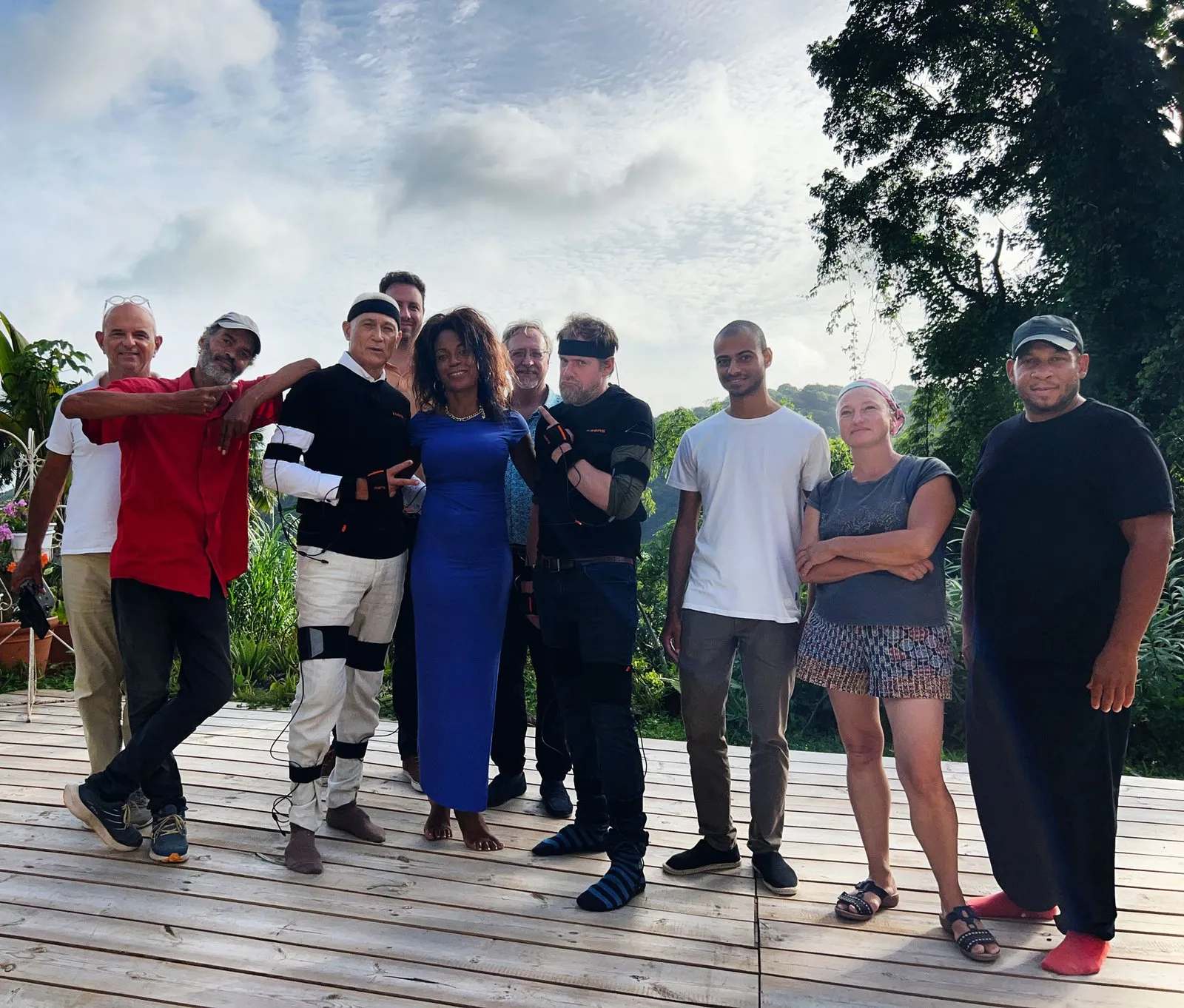 Shoot team gathered outside a heritage house