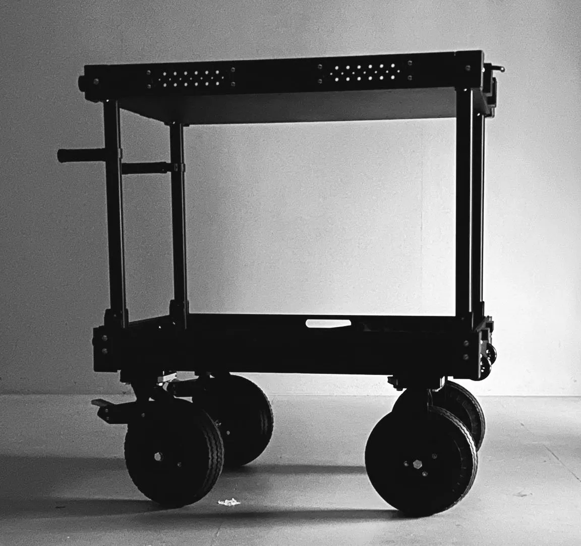 The Inovativ Voyager NXT production cart, unfolded, in profile